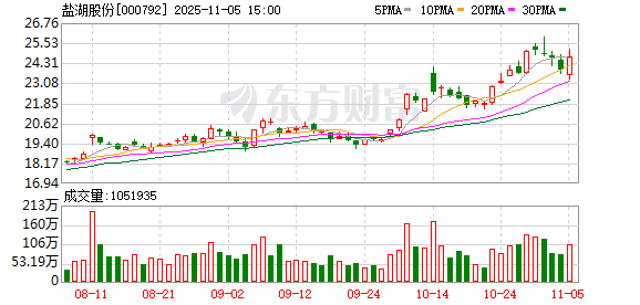 盐湖股份11月5日大宗交易成交2450.00万元